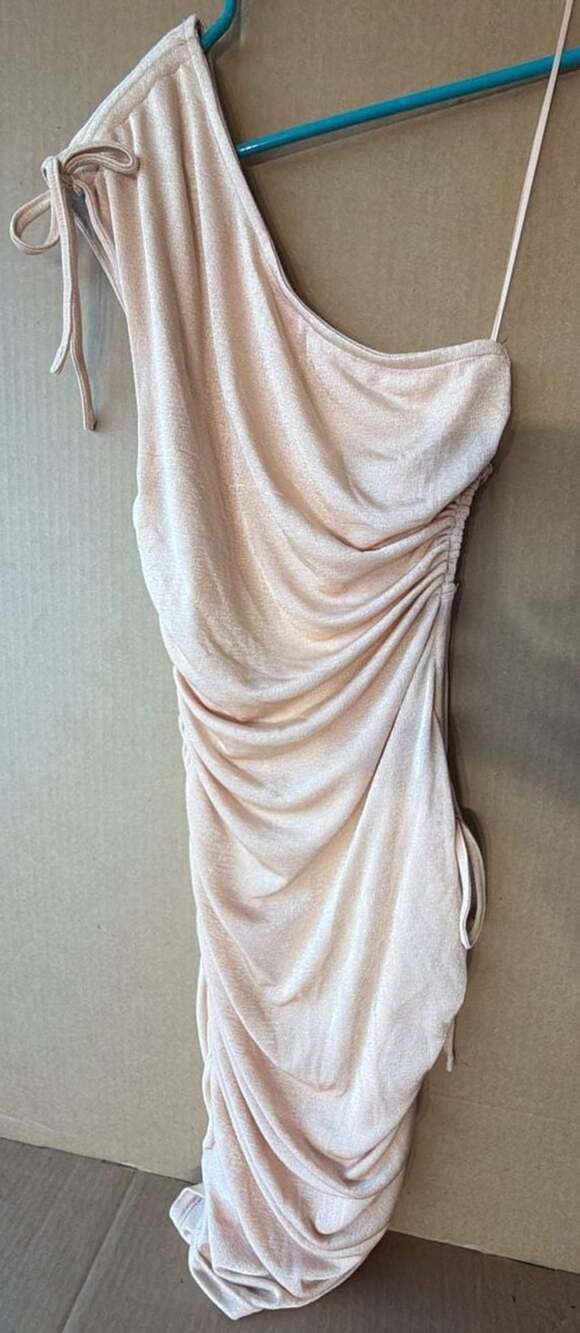 Mable One Shoulder Ruched Side Tie Bodycon Mini Dress Medium